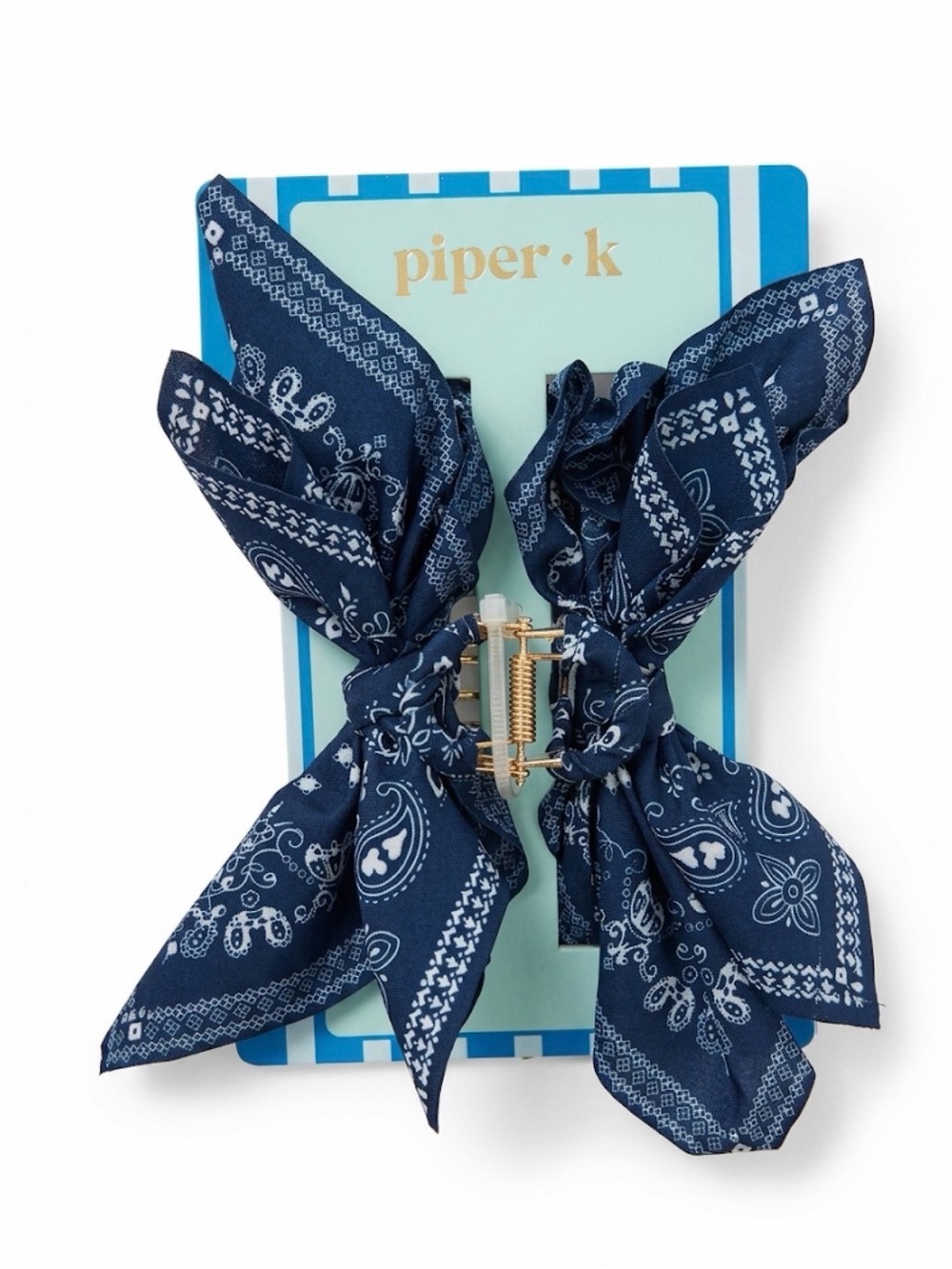 NWT ⚜️💙⚜️ Piper K Bandana Paisley Bow Hair Claw Hair Clip